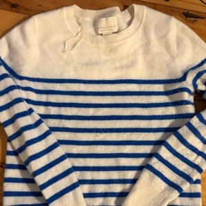 Cynthia Crowley cashmere White and Blue Striped Sweater